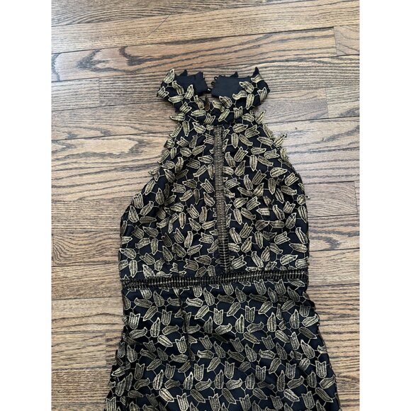 Bardot Gold Gemma Leaf Halter Lace Sheath Night Out Dress Size 4 - Picture 7 of 9